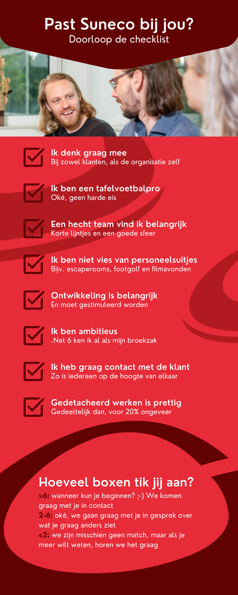 Checklist om te kijken of werken bij Suneco bij jou past